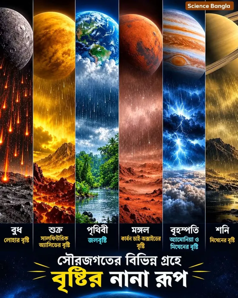 🌧️ সৌরজগতের সব গ্রহে কিন্তু বৃষ্টি একরকম নয়!