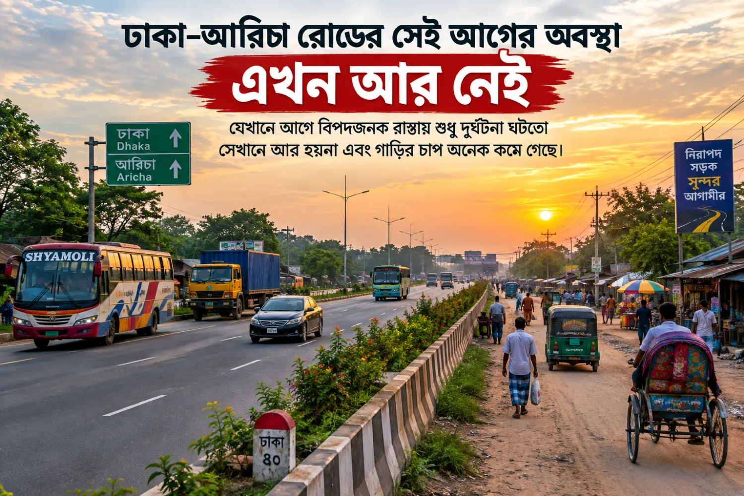 ঢাকা–আরিচা মহাসড়কে বদলে গেছে চেনা চিত্র, কমেছে যানবাহনের চাপ